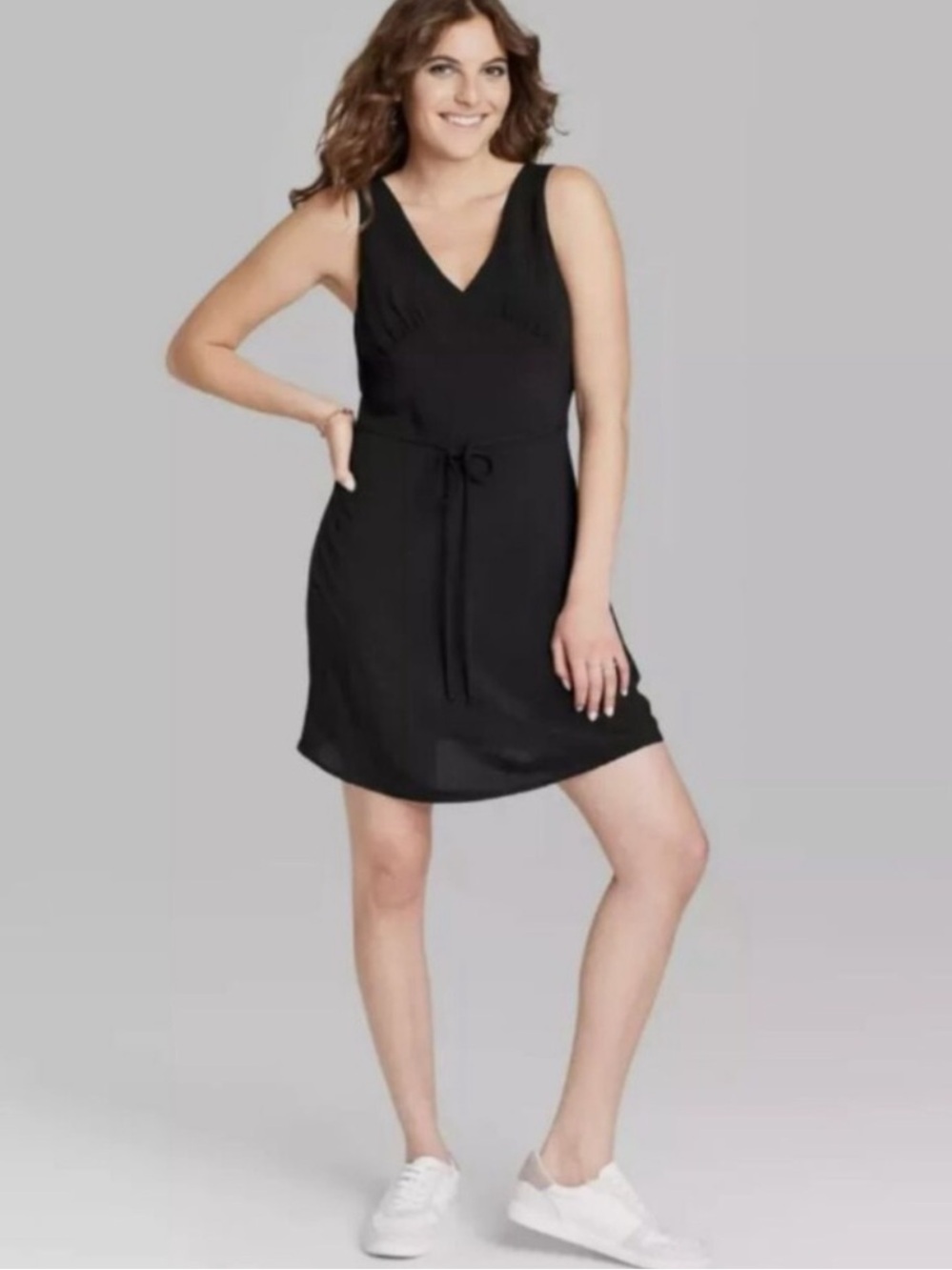 Wild Fable Woven Slip Dress w Tie Waist, Black, Size XXL, NWOT